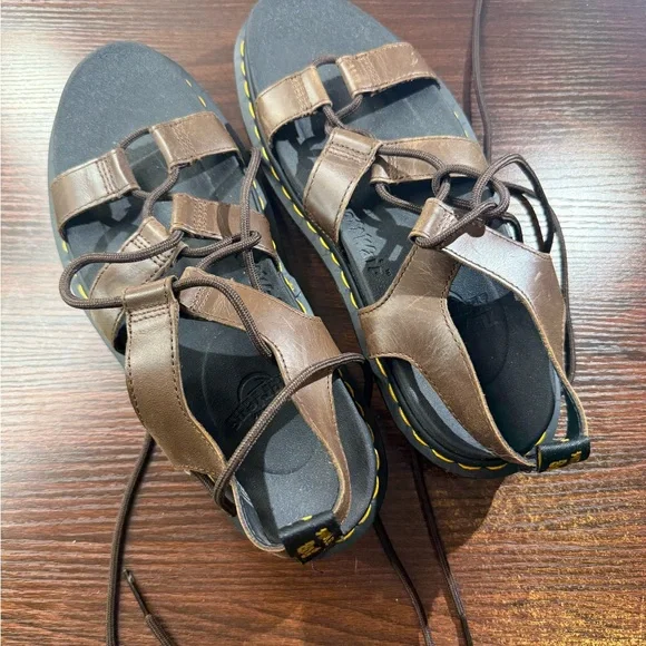 Dr. Martens Nartilla Brown Leather Platform Sandals - Picture 3 of 4
